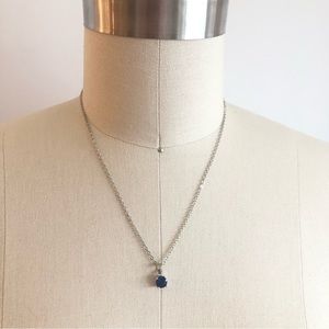 2/$30 EFFY Blue Sapphire Pendant Necklace Silver Toned